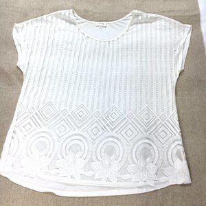 Siren Lily White Sheer Soft Tee Top SZ 3X